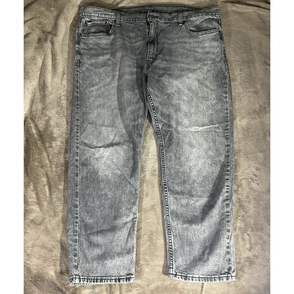 Levi's 502 Men's Big & Tall Jeans 46x32 Acid Wash Grey Taper Fit